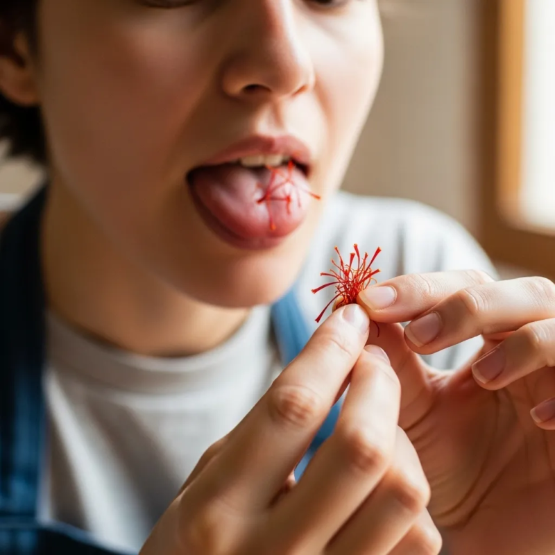 Eating saffron threads