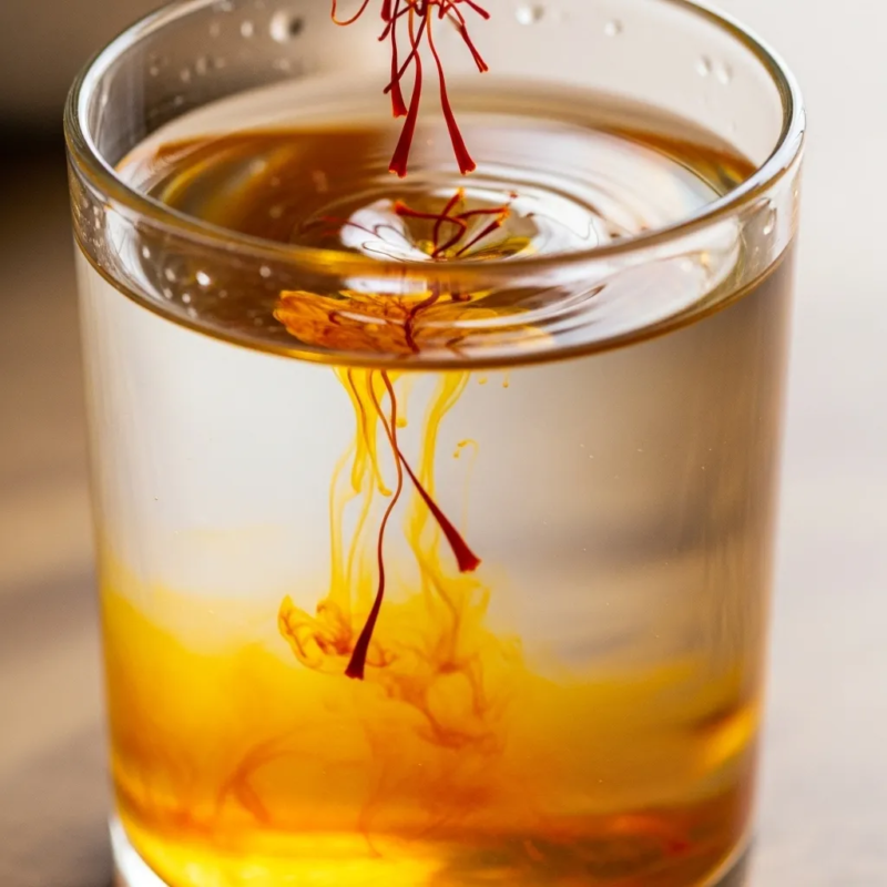 Soaking saffron in water