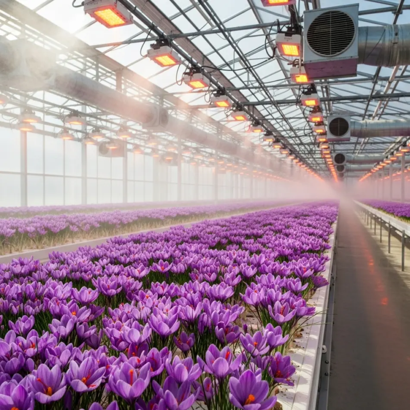 growing saffron in a greenhouse