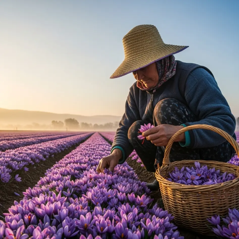 harvesting saffron