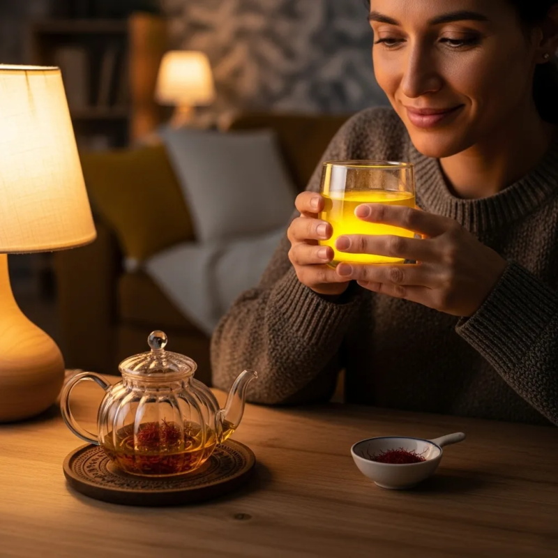 Drinking saffron water at night