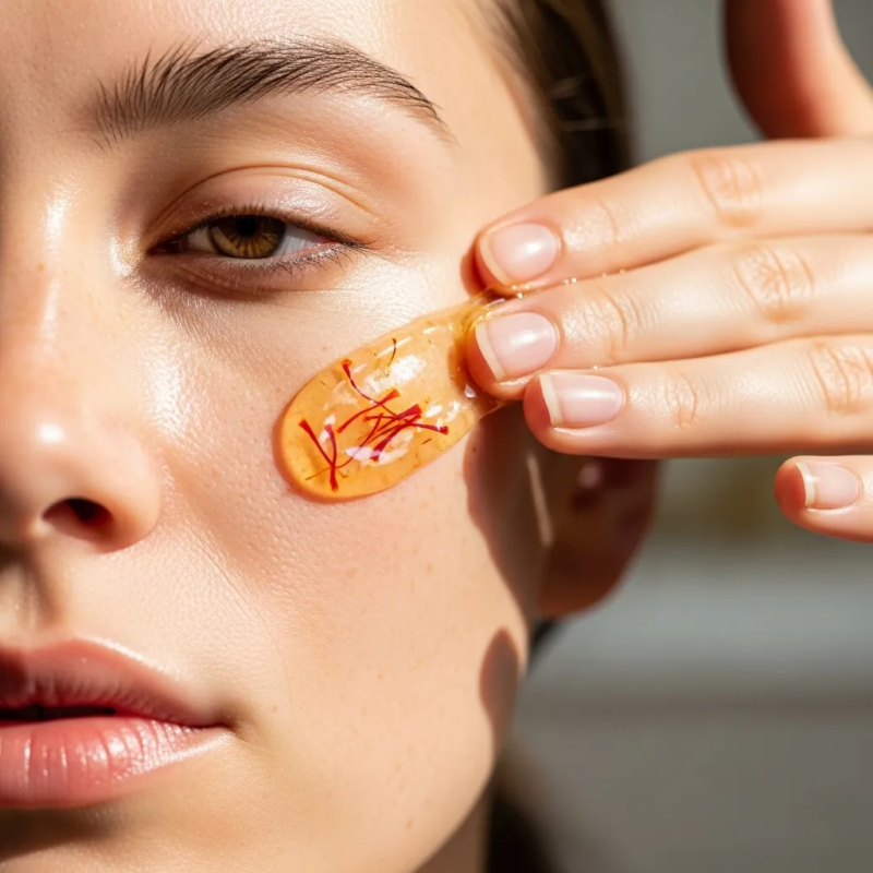 Using saffron gel on face