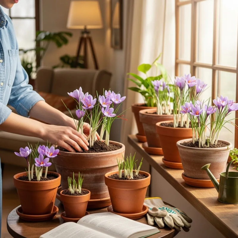 Growing saffron indoors