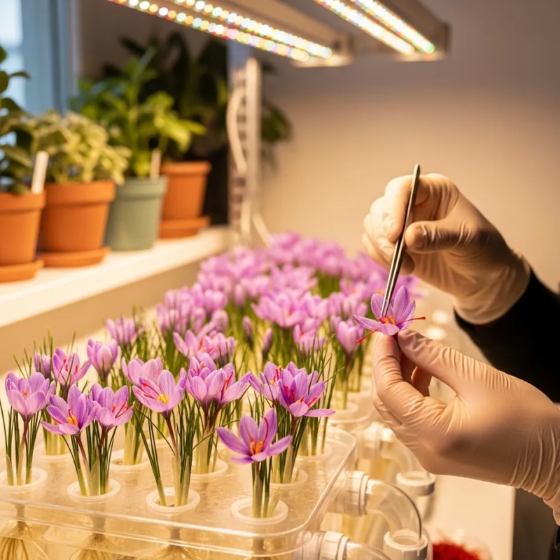 Growing saffron without soil