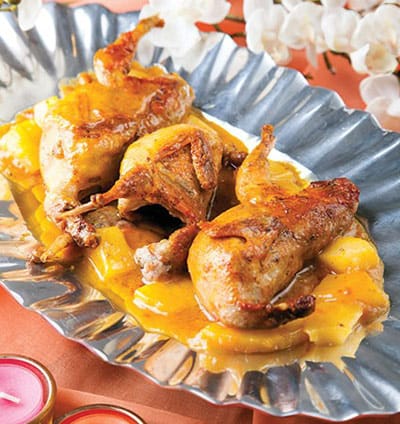 Quail Pineapple Sauce Saffron Recipe,Quail Baking Method, Quail Method, Quit Bites, Cooking, Cooking, Ingredients for Quails with Pineapple Sauce, Quail Types