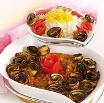 recipe for cooking eggplant flower stew with Iranian saffron, Eggplant flower stew with Iranian saffron, Eggplant flower stew, Eggplant flower stew with saffron, Local food with Iranian saffron, How to prepare eggplant flower stew with Iranian saffron, Tips for cooking eggplant flower stew with Iranian saffron, How to prepare different types of stew, Cooking training With saffron
