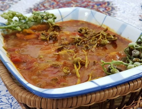 recipe for cooking mountain pistachio stew with Iranian saffron